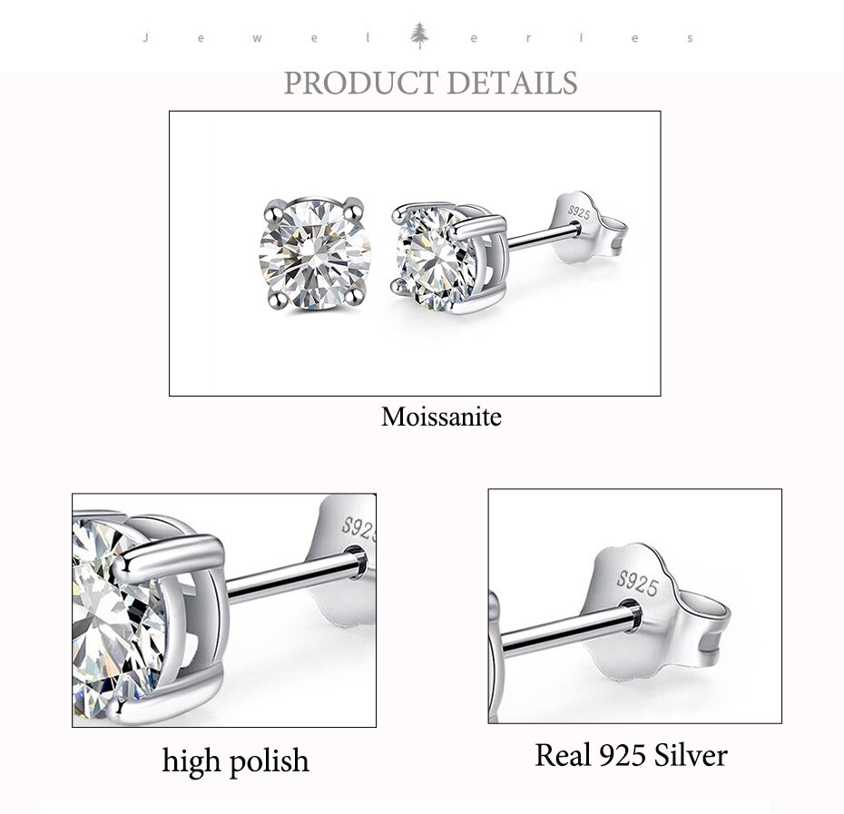 Moissanite Gemstone Rose Gold Stud Earrings
