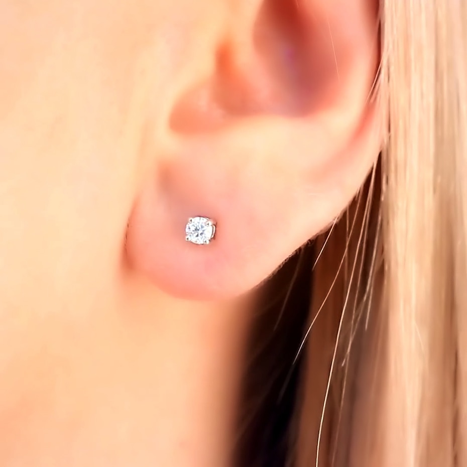 Moissanite Gemstone Rose Gold Stud Earrings