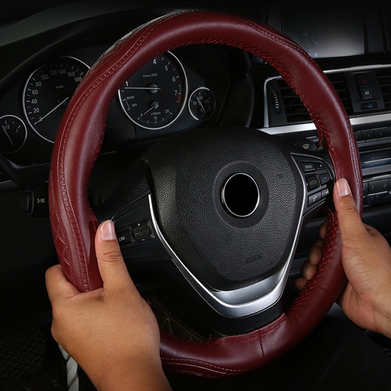 Patterned Leather Car Steering Wheel Cover