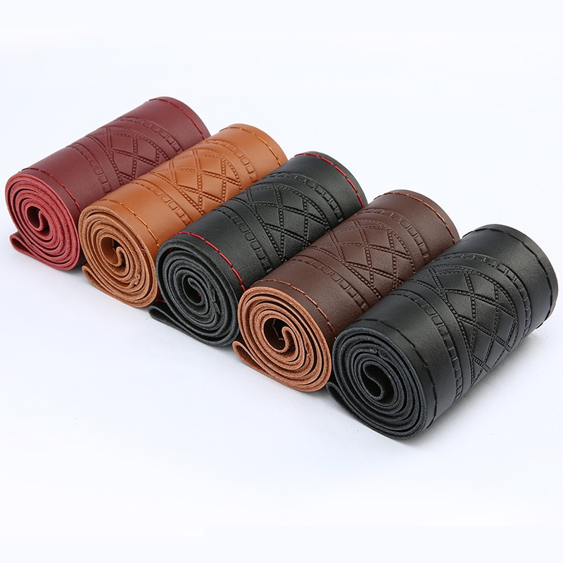 Patterned Leather Car Steering Wheel Cover