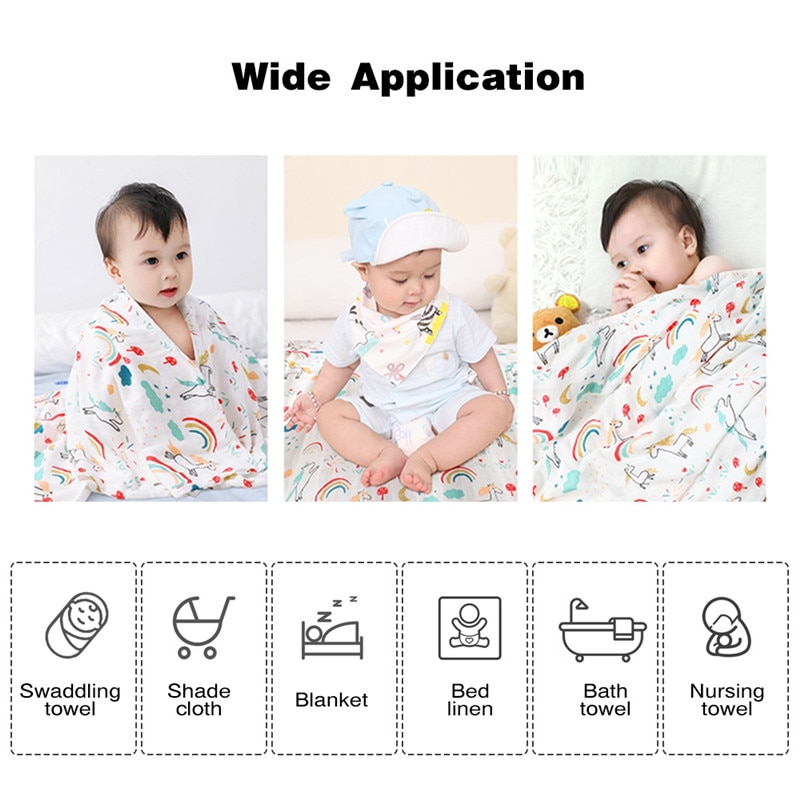 Cotton Muslin Baby Swaddle Blanket with Tassels