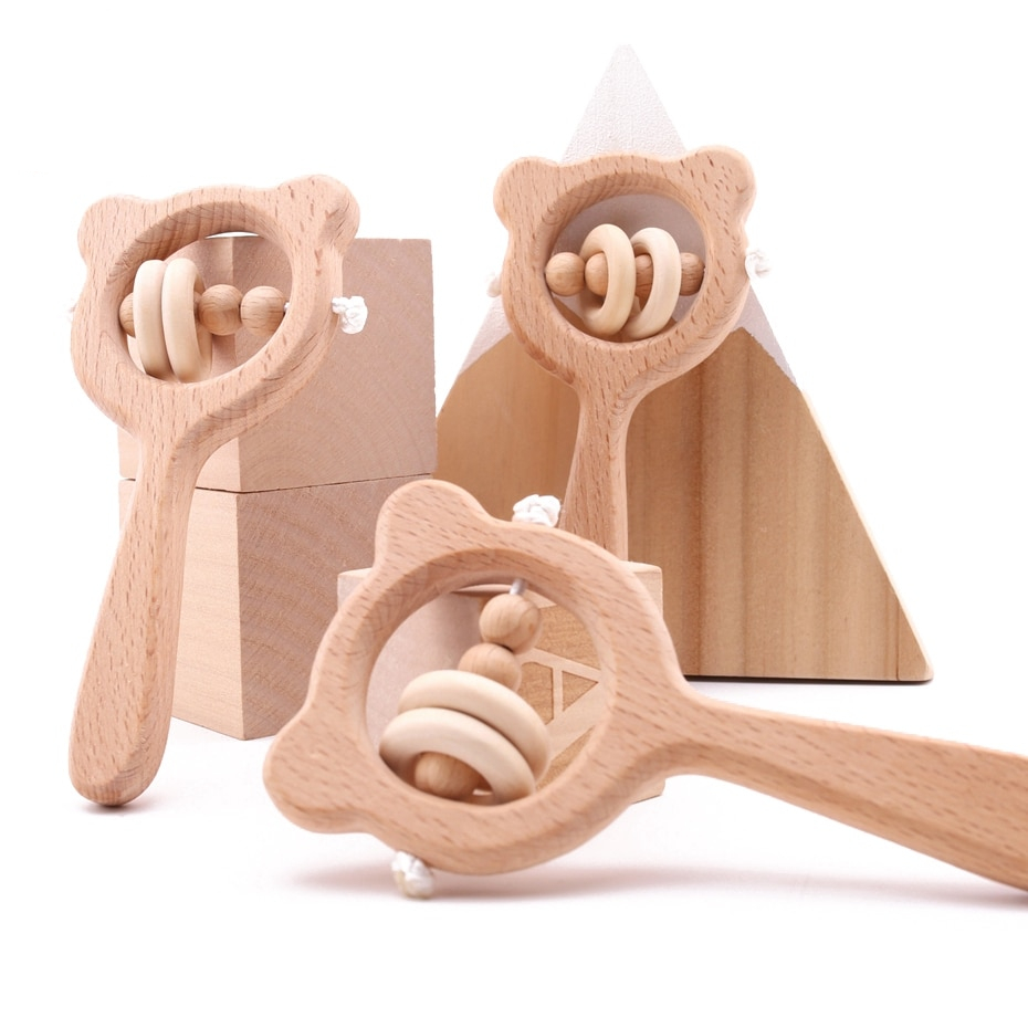 Wooden Baby Rattle and Teether