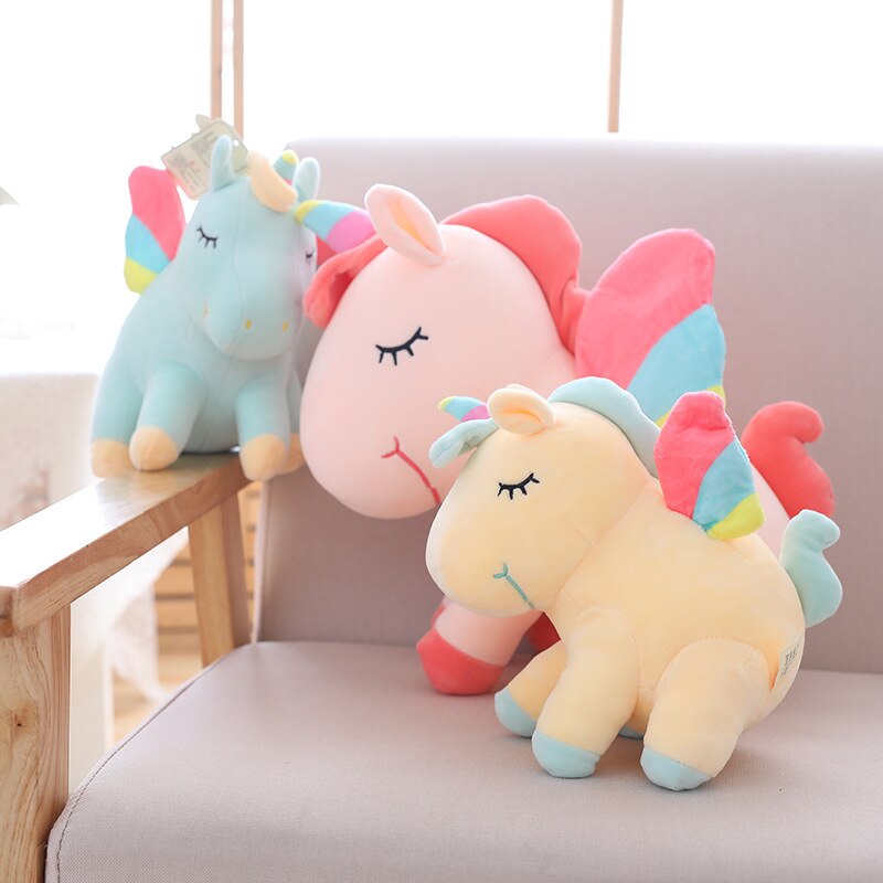 Kid's Cartoon Unicorn Plush Toy with Rainbow Wings